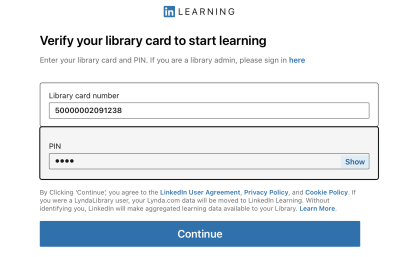 In the app, enter your library card and PIN.